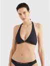 Tommy Hilfiger Logo Triangle Halter Swim Top In Black