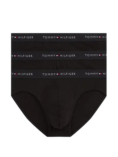 Tommy Hilfiger Logo-waistband Briefs (pack Of Three) In Black