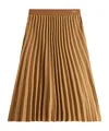 Tommy Hilfiger Logo Waistband Pleated Midi Skirt In Brown