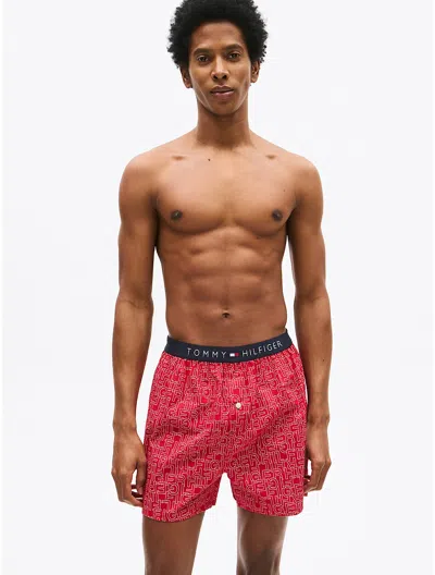 Tommy Hilfiger Logo Woven Boxer In Sultan Red