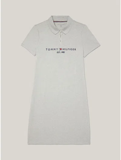 Tommy Hilfiger Logo Zip Polo Dress In Grey Heather