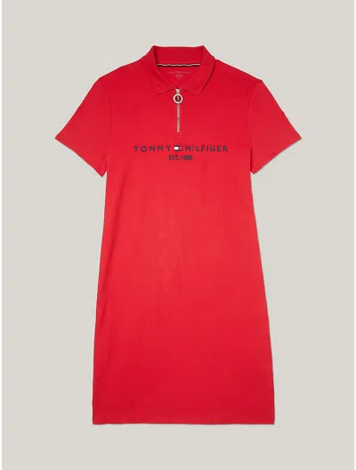 Tommy Hilfiger Logo Zip Polo Dress In Primary Red