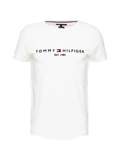 Tommy Hilfiger Mens  Logo-embroidered Cotton T-shirt In Snow White