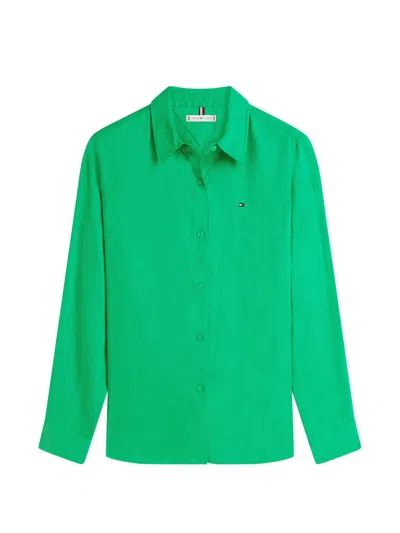 Tommy Hilfiger Logo-embroidered Button-down Shirt In Green