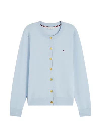 Tommy Hilfiger Logo-embroidered Button-up Cardigan In Blue