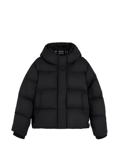 Tommy Hilfiger Logo-embroidered Down Jacket In Black