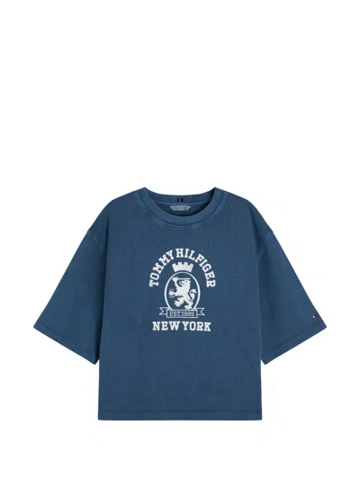 Tommy Hilfiger Logo-embroidered Oversized T-shirt In Blue