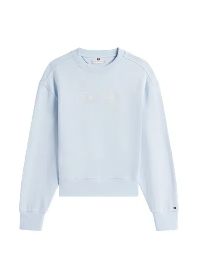 Tommy Hilfiger Logo-embroidered Piqué Sweater In Blue