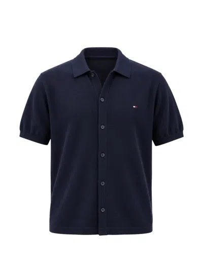 Tommy Hilfiger Logo-embroidered Short-sleeve Shirt In Black