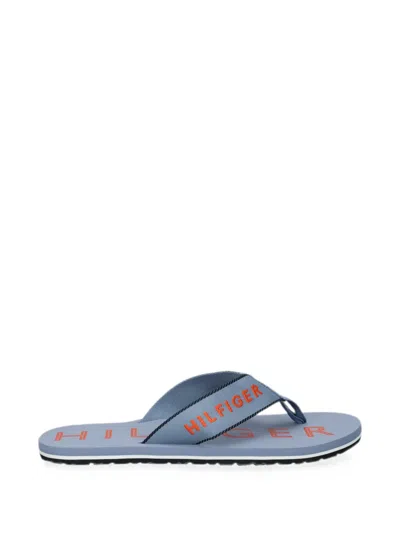 Tommy Hilfiger Logo-embroidery Flip-flops In Blue