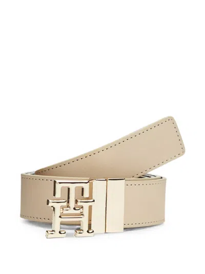 Tommy Hilfiger Logo-monogram Reversible Belt In Neutral