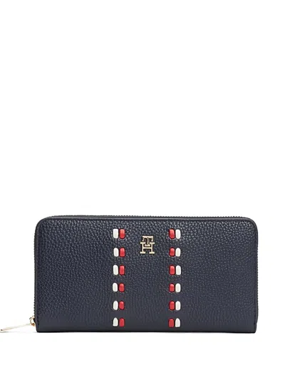 Tommy Hilfiger Logo-monogram Zipped Wallet In Blue
