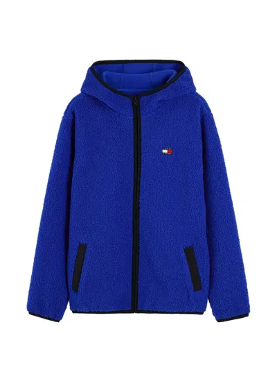 Tommy Hilfiger Logo-patch Borg-fleece Jacket In Blue