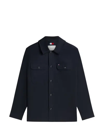 Tommy Hilfiger Logo-patch Button-up Jacket In Blue