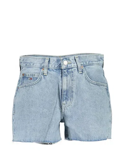 Tommy Hilfiger Logo-patch Denim Shorts In Blue