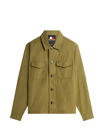 Tommy Hilfiger Logo-patch Flap-pocket Jacket In Green