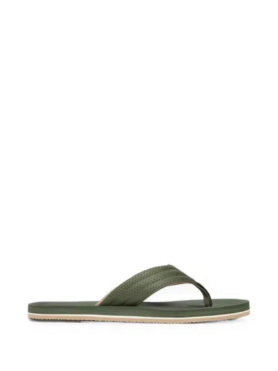 Tommy Hilfiger Logo-patch Flip Flops In Gray