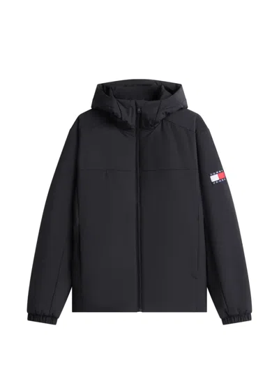 Tommy Hilfiger Logo-patch Hooded Jacket In Black