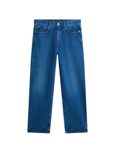 Tommy Hilfiger Logo-patch Straight-leg Jeans In Blue
