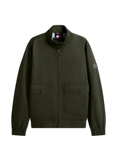 Tommy Hilfiger Logo-patch Zip-up Cotton Jacket In Green