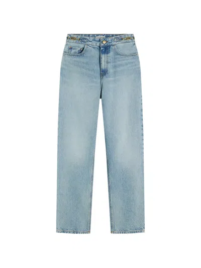 Tommy Hilfiger Logo-plaque Chain-link Jeans In Blue