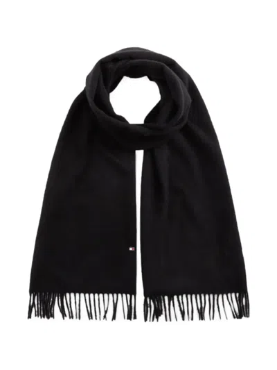 Tommy Hilfiger Logo-plaque Fringed Scarf In Metallic