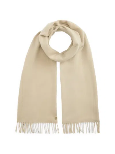 Tommy Hilfiger Logo-plaque Fringed Scarf In Neutral