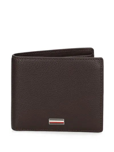 Tommy Hilfiger Logo-plaque Grained-leather Wallet In Brown