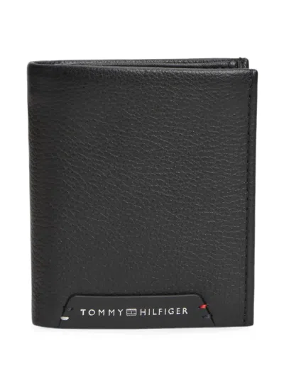 Tommy Hilfiger Logo-plaque Leather Bifold Wallet In Black