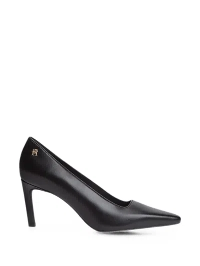 Tommy Hilfiger Logo-plaque Pointed-toe Pumps In Black