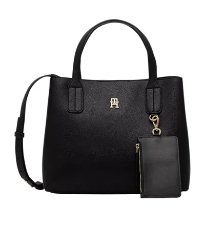 Tommy Hilfiger Logo-plaque Shoulder Bag In Black