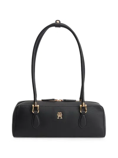 Tommy Hilfiger Logo-plaque Shoulder Bag In Black