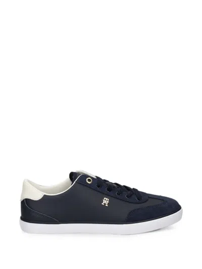 Tommy Hilfiger Logo-plaque Suede-panel Sneakers In Blue