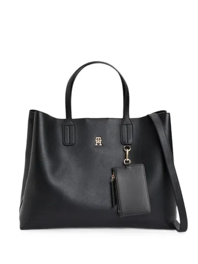 Tommy Hilfiger Logo-plaque Tote Bag In Black