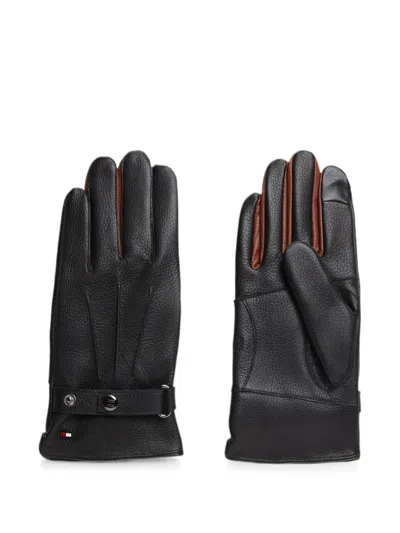 Tommy Hilfiger Logo-plaque Touch-strap Gloves In Black