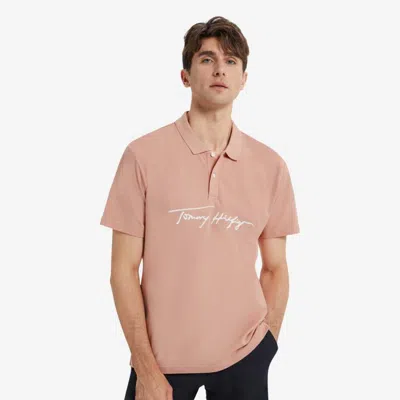 Tommy Hilfiger 男装纯棉透气休闲签字体刺绣logo短袖polo衫24604 In Pink