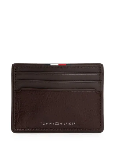 Tommy Hilfiger Logo-print Card Holder In Brown