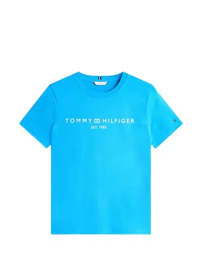 Tommy Hilfiger Logo-print Cotton T-shirt In Blue