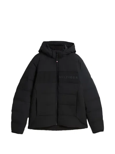 Tommy Hilfiger Logo-print Hooded Jacket In Black