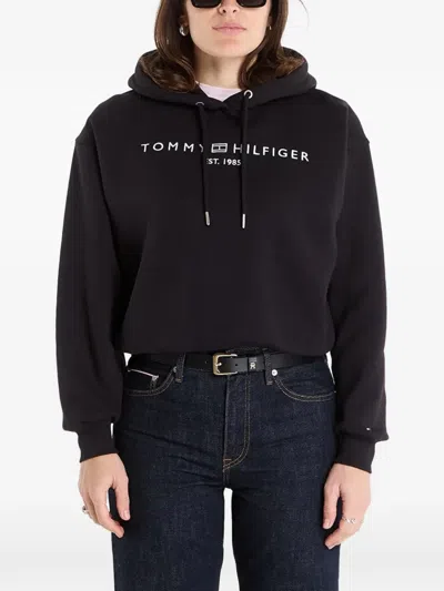 Tommy Hilfiger Logo-print Hoodie In Black