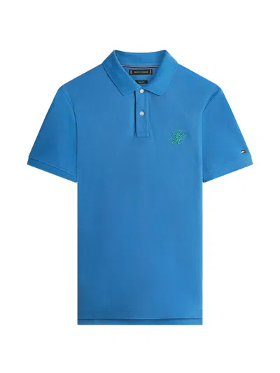 Tommy Hilfiger Logo-signature Cotton Polo Shirt In Blue