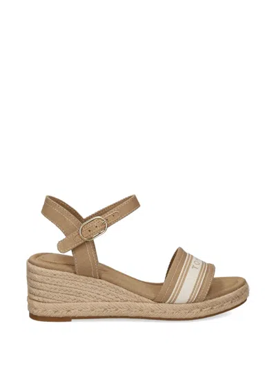 Tommy Hilfiger Logo-strap Wedge Espadrilles In Brown