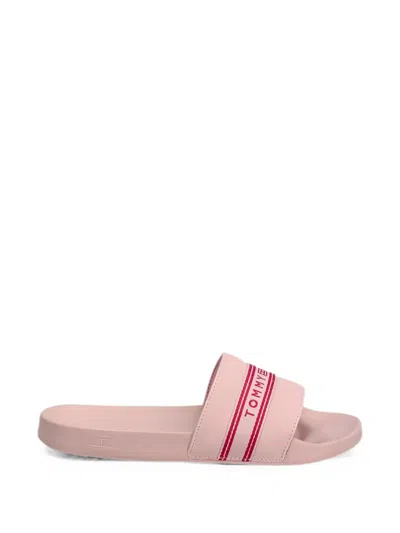 Tommy Hilfiger Logo-tape Sliders In Animal Print