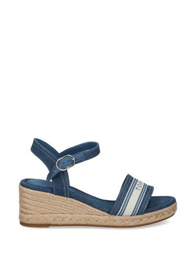 Tommy Hilfiger Logo-tape Wedge Espadrilles In Blue