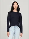 Tommy Hilfiger Ribbed Long-sleeve T-shirt In Navy
