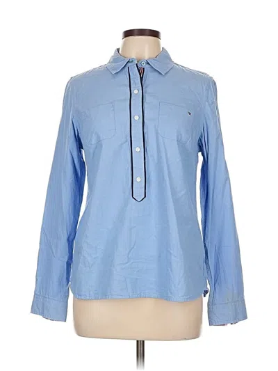 Pre-owned Tommy Hilfiger Long Sleeve Blouse In Blue