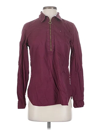 Pre-owned Tommy Hilfiger Long Sleeve Blouse In Burgundy