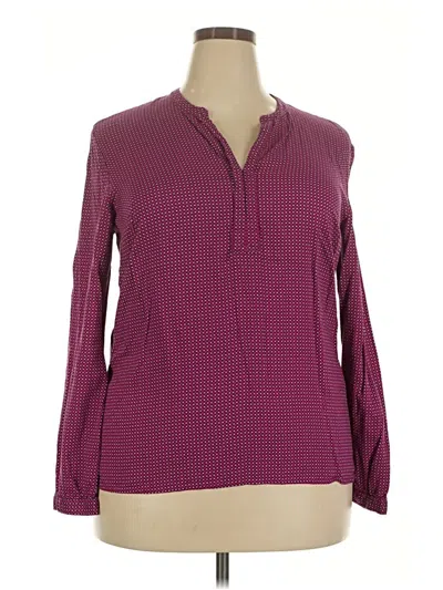 Pre-owned Tommy Hilfiger Long Sleeve Blouse In Burgundy