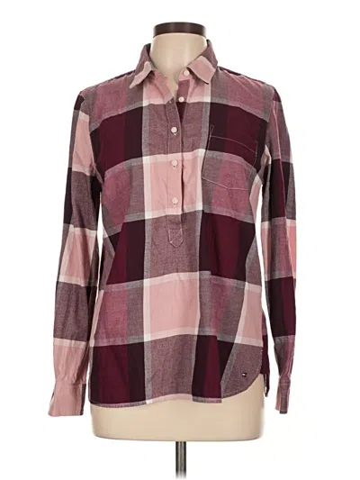 Pre-owned Tommy Hilfiger Long Sleeve Button Down Shirt In Burgundy