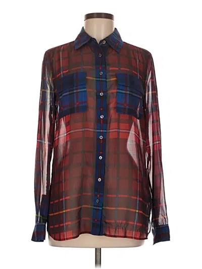 Pre-owned Tommy Hilfiger Long Sleeve Button Down Shirt In Burgundy